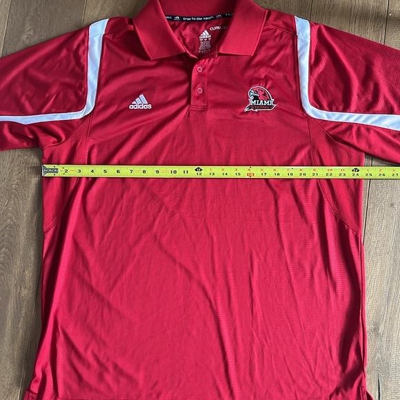 Adidas NWT University of Miami Redhawks Mens XL Polo shirt Red & White - Picture 9 of 9